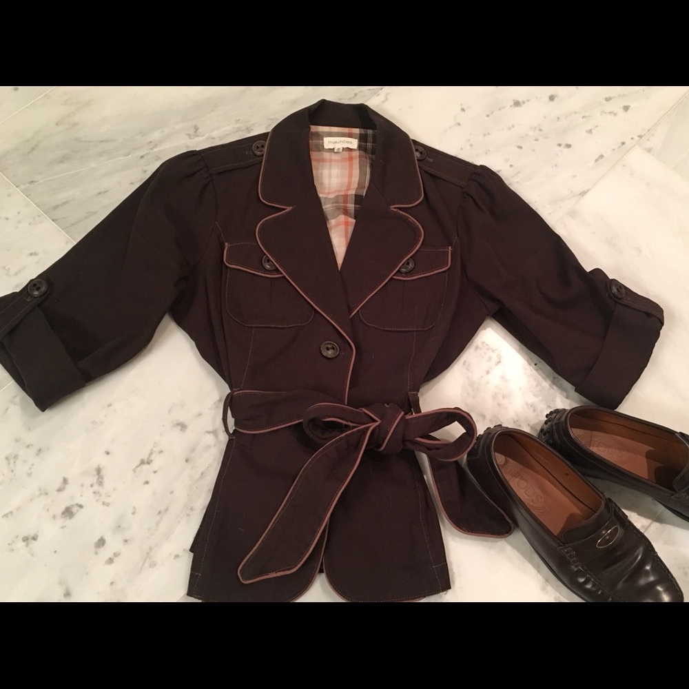 Maurices Black Blouse with Pink Trim